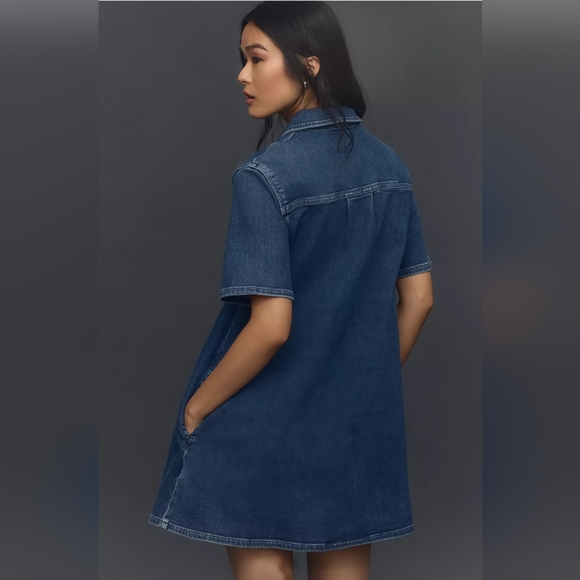 NWT ANTHROPOLOGIE | The Westley Regenerative Cotton Denim Dress by Pilcro - Picture 2 of 4